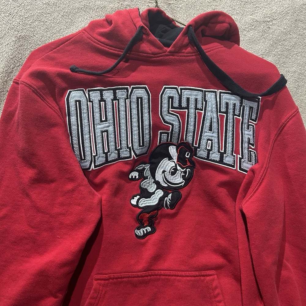 Ohio State Buckeyes Authentic Apparel Mens Medium Red Pullover Hoodie Brutus
